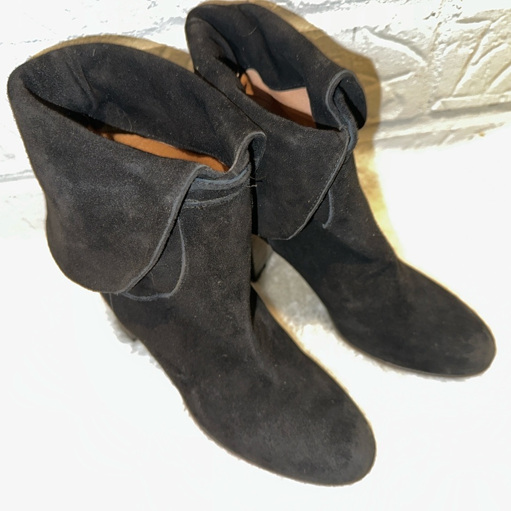 New Free People Mila Heel Boot Black Suede Fold Over Size 7 - Picture 5 of 9